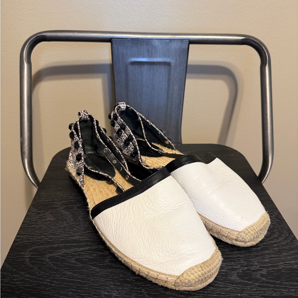Rebecca Minkoff Gilles Studded Espadrille Ankle Wrap Flats Sz 8